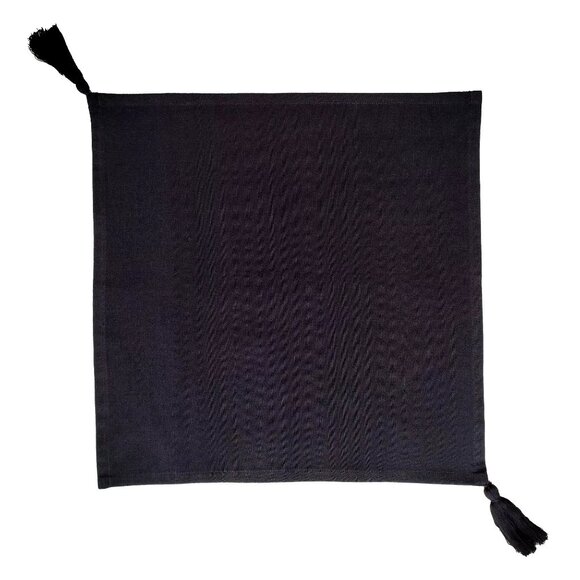 brand new Set of 8 Everhome Solid Color Navy Blue Fabric Napkins with Tassels - Picture 5 of 10